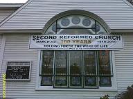 Anniversary Banner on front of church